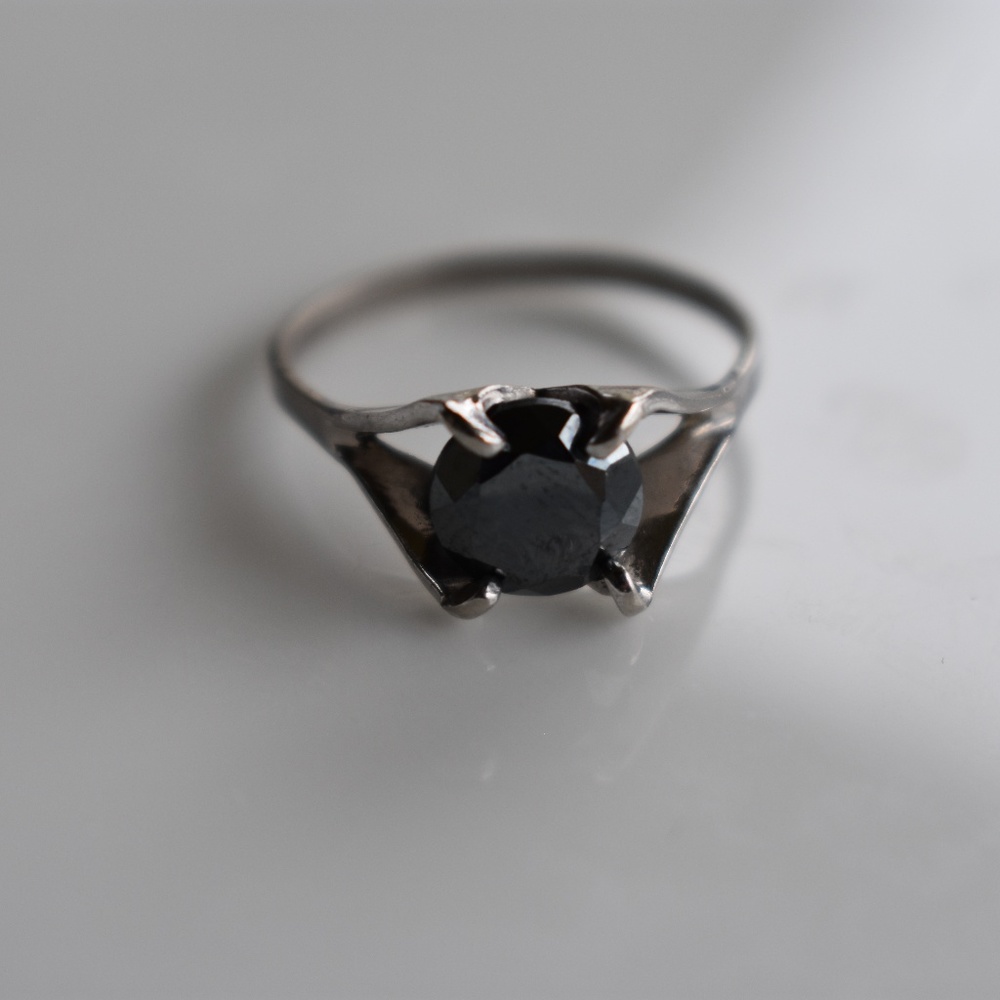 Sterling silver ring with black stone